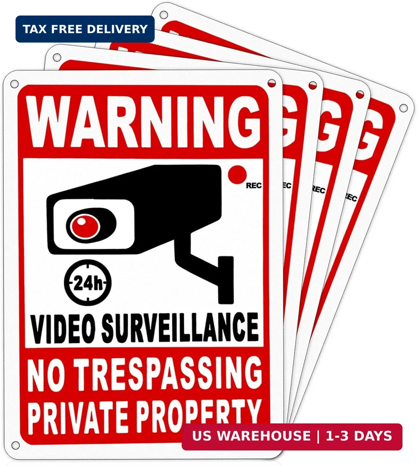 4-Pack Metal No Trespassing Signs Private Property 10 x 7 inch Rust Free 0.04