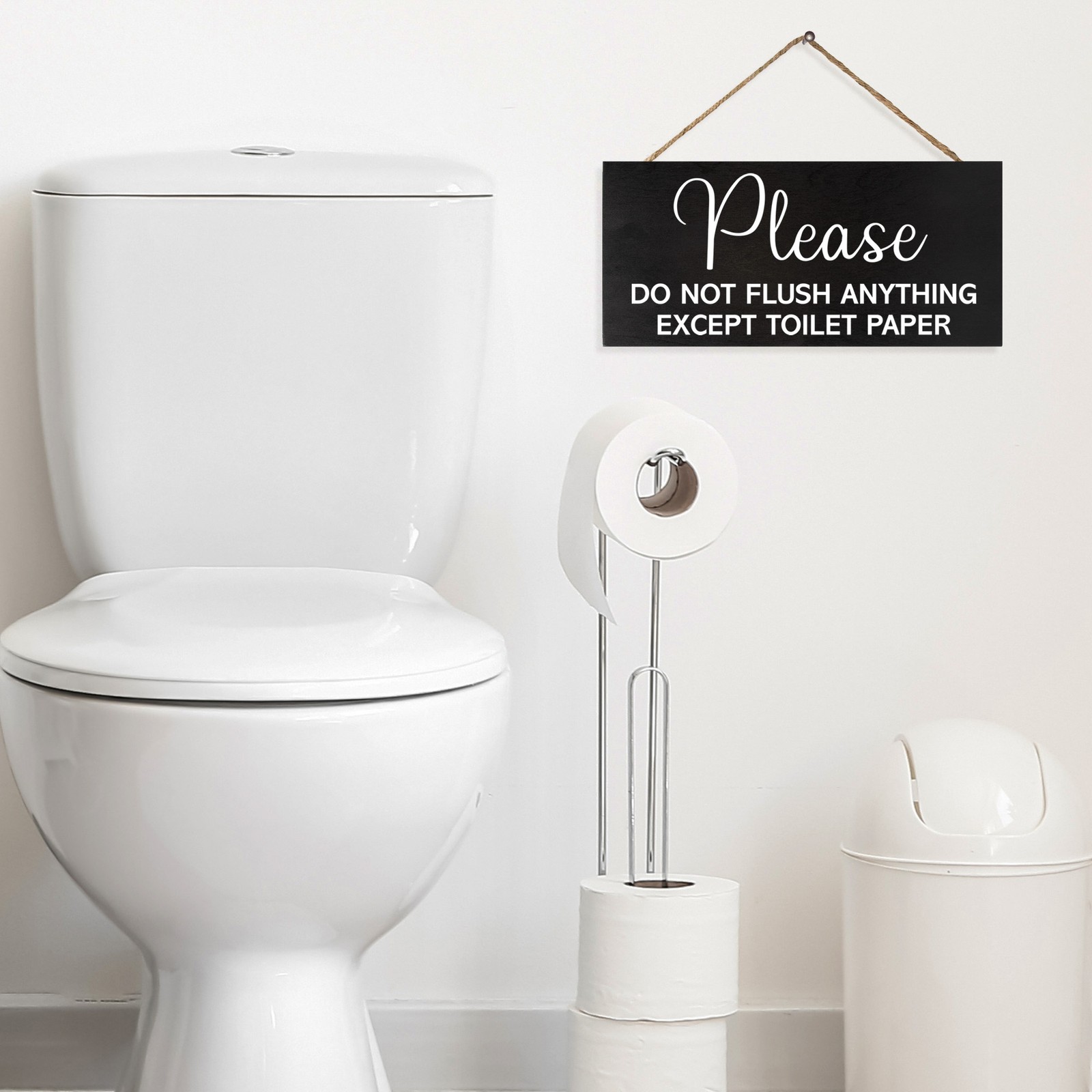 JennyGems Bathroom Sign, Do Not Flush Anything Except Toilet Paper