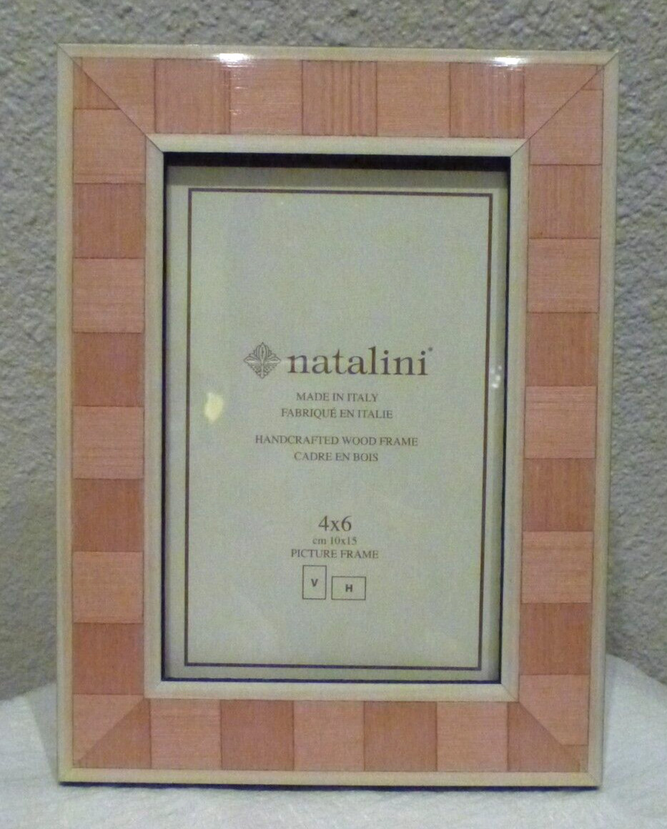 Natalini Picture Frame Handcrafted Real Wood Made in Italy 4×6 Pink Colorblock