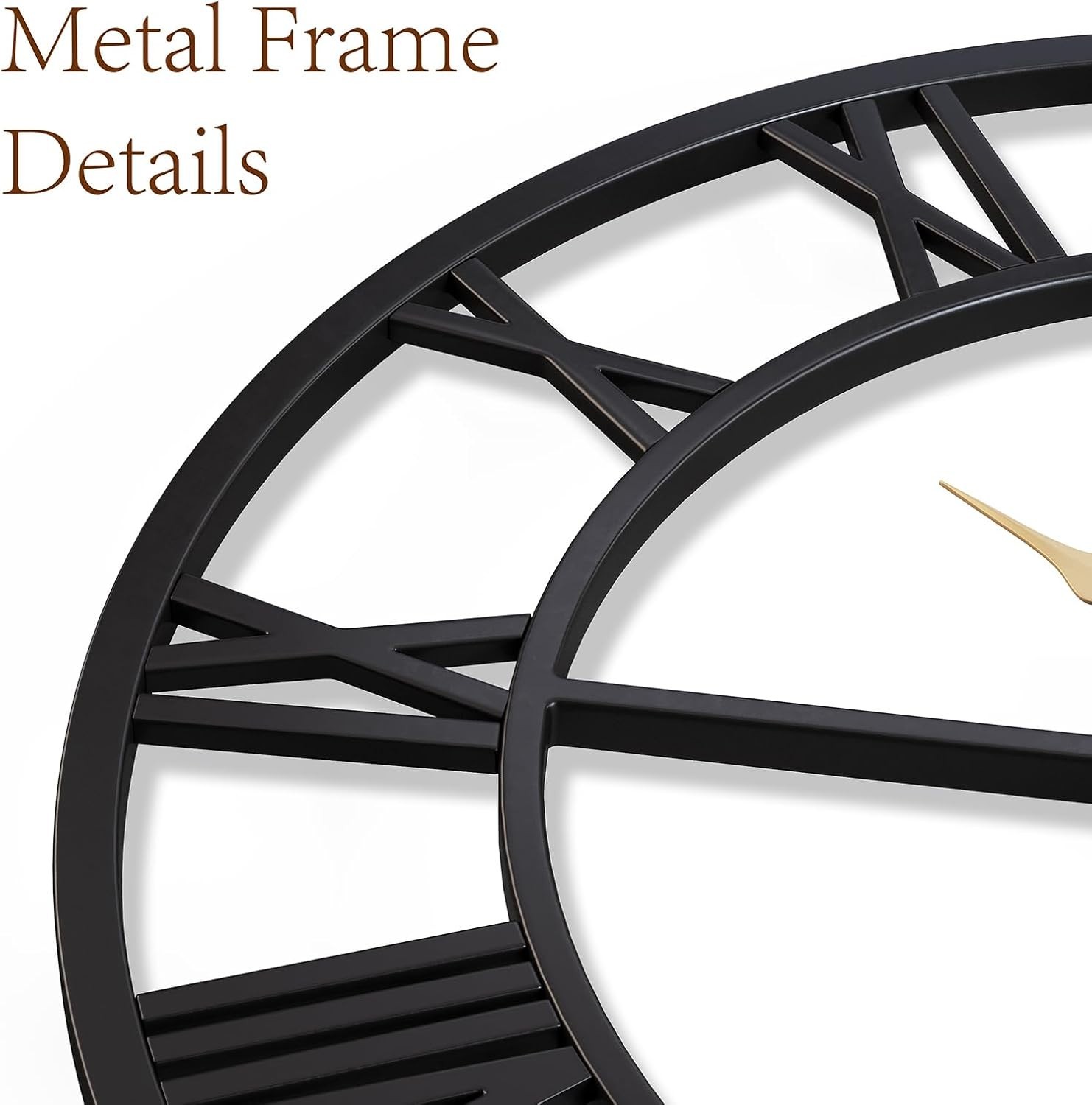 Vantic 24 Inch Large Wall Clock, Roman Numeral Metal Oversized Wall Clocks