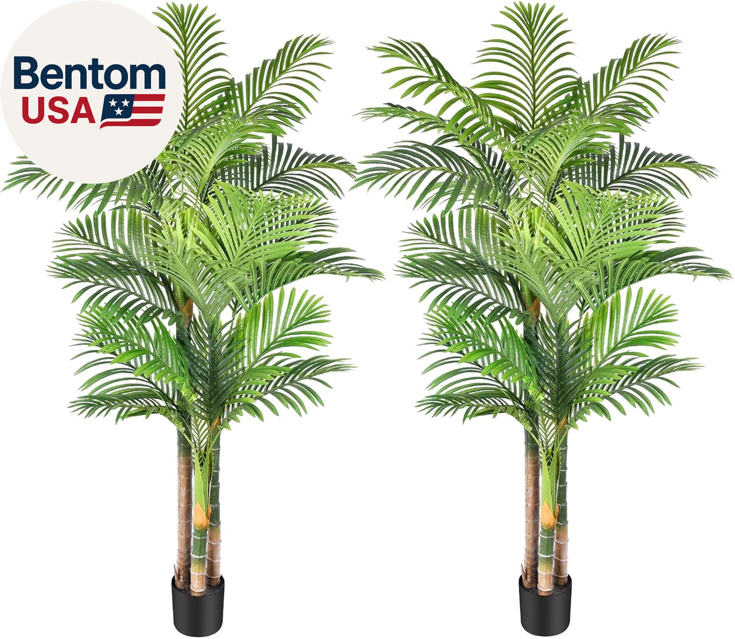 6Ft Tall Triple Golden Cane Palm Artificial Tree Large Tropical Palm Tree UV Res