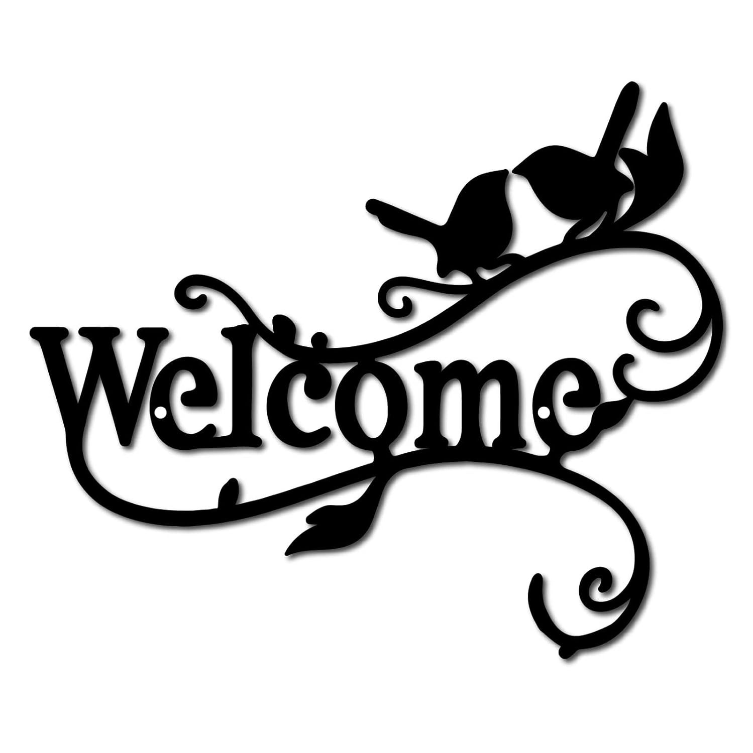 Birds Metal Wall Art Welcome Sign Decorative Metal Wall Hanging Bird