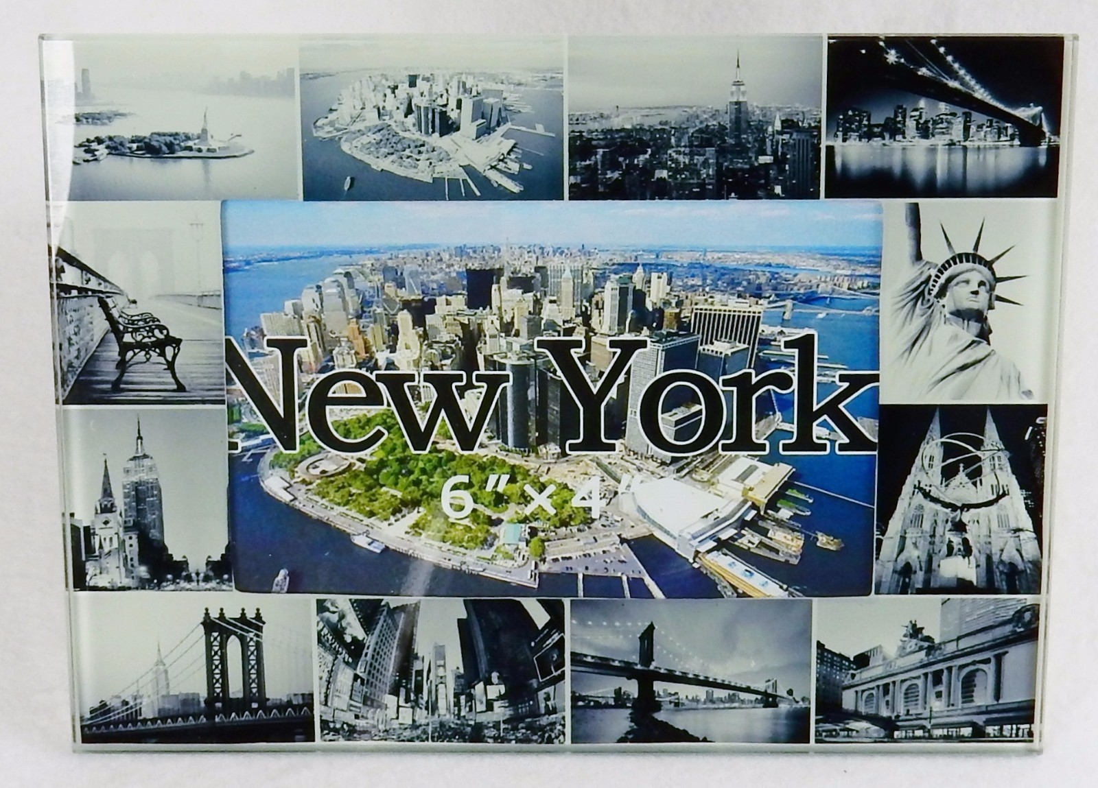 Glass Photo Frame New York City Urban Scape, Blue Highlights, 4″x6″, Zizo #PF044
