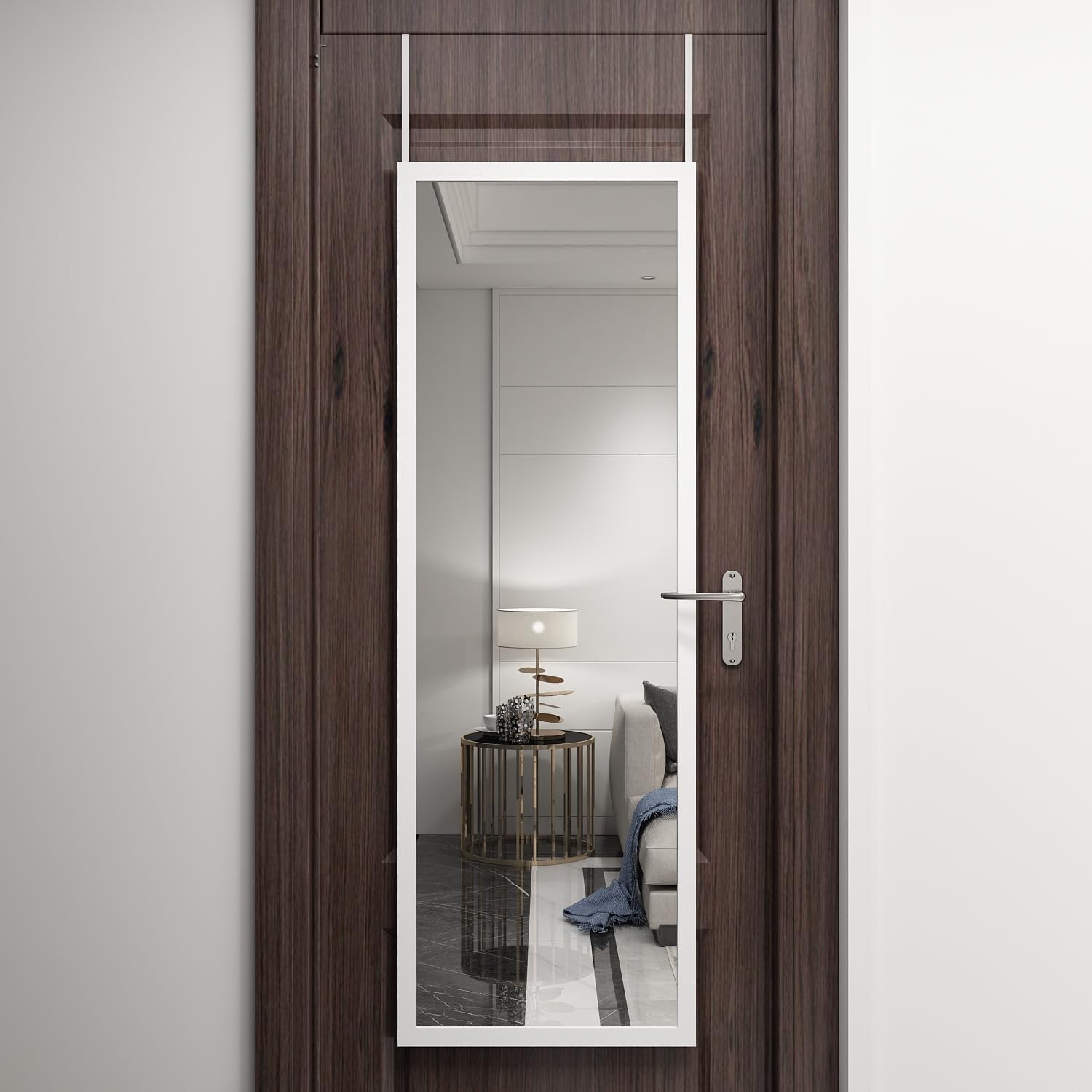 48″ x 16″ Over Door Full Length Mirror – Wall Mounted, Hanging, 2 Metal Hangers