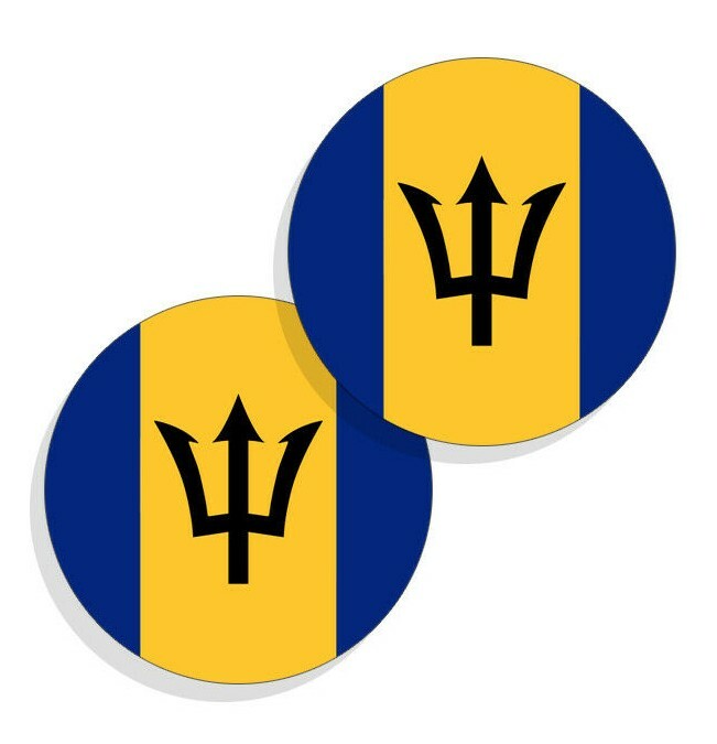 Barbados Flag Stickers Flag Decals Vinyl Indoor Outdoor Stickers Round 4 pack