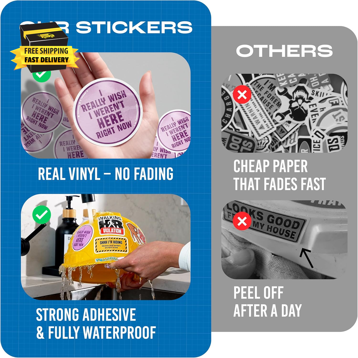 200 PCS Hard Hat Stickers for Adults (No Duplicates) Sarcastic, Meme, & Funny St