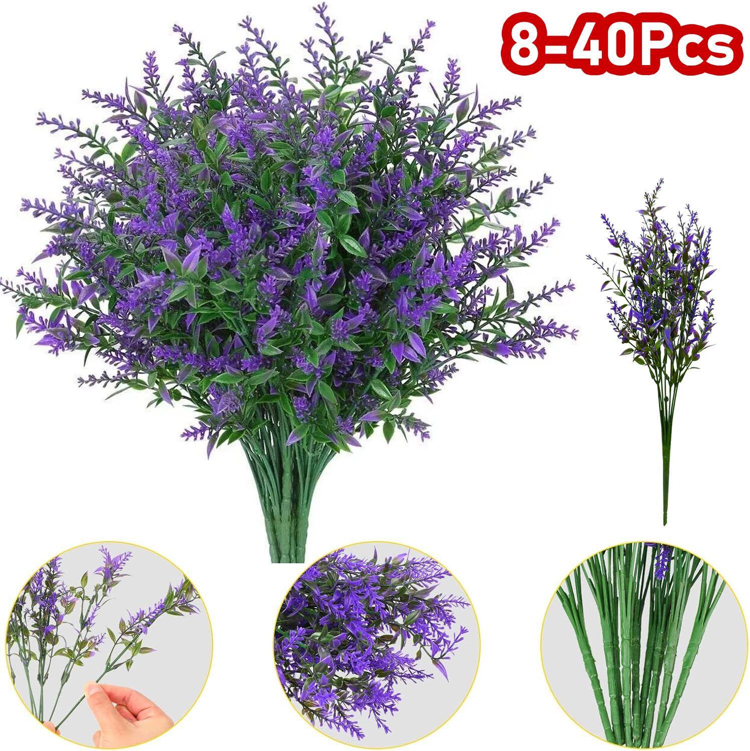 16/40 Bundles Artificial Flowers Fake Plants Outdoor UV Resistant Plastic Flower