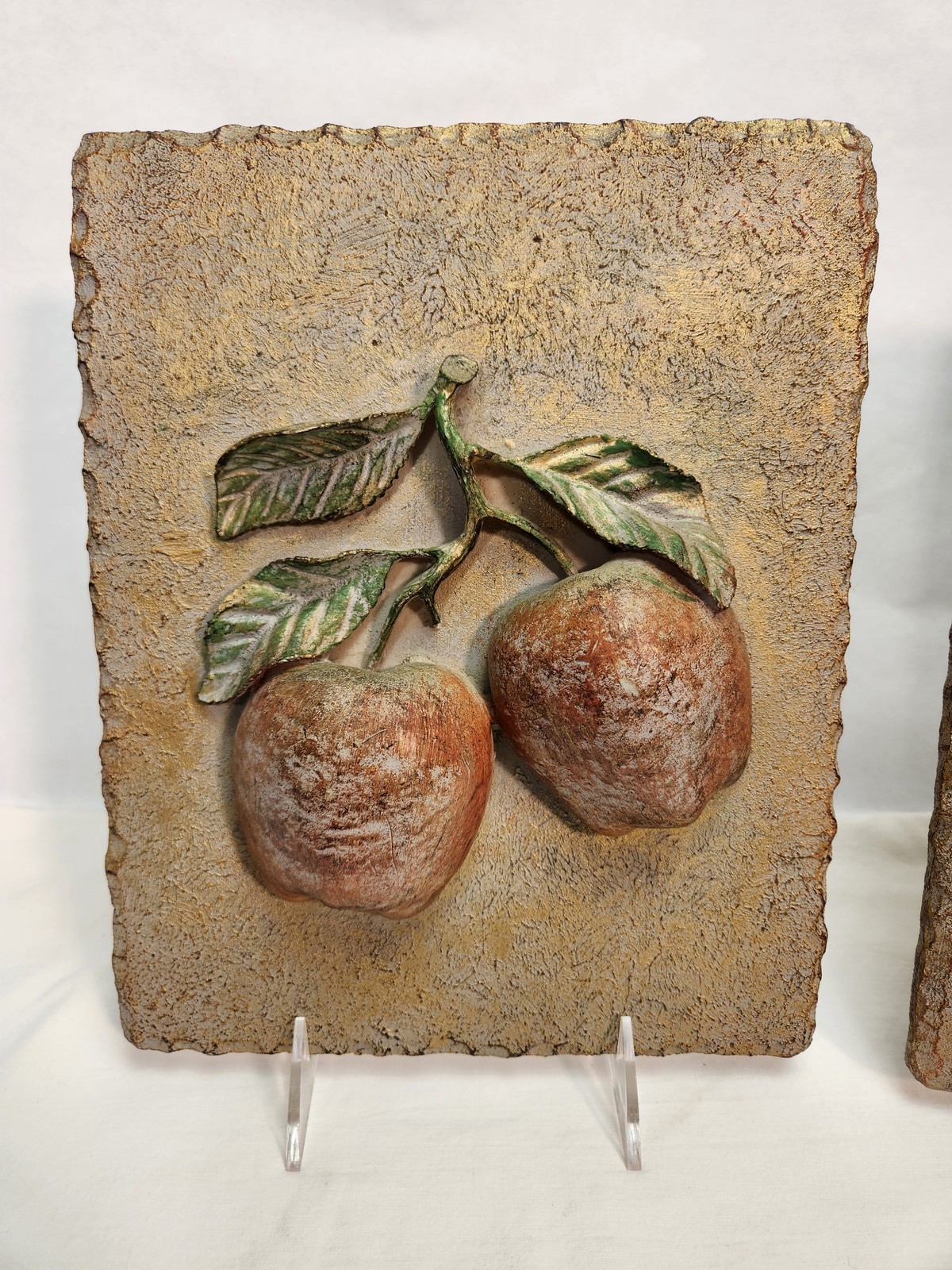 Vintage Style Fruit Wall Art Plaques – Apple & Cherry Relief Decor Set of 2