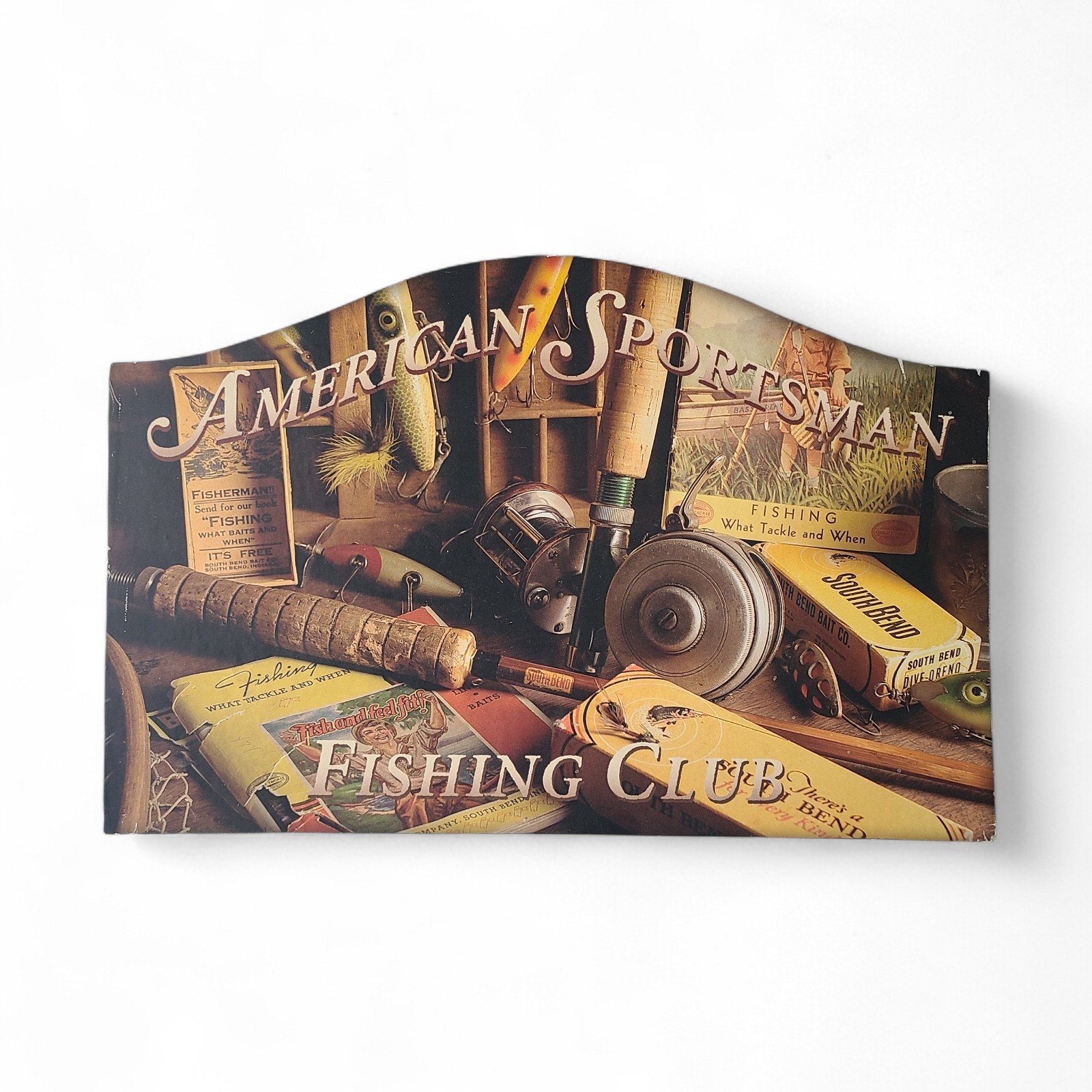 American Sportsman Fishing Club | Wood Sign | 15 3/4 x 10 3/8 x 1/4 Inches