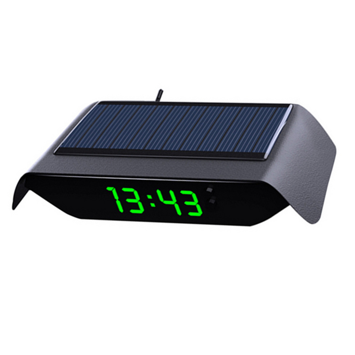 4 in1 Solar Car Dashboard LED Digital Thermometer Clock W/LCD Screen Display ABS