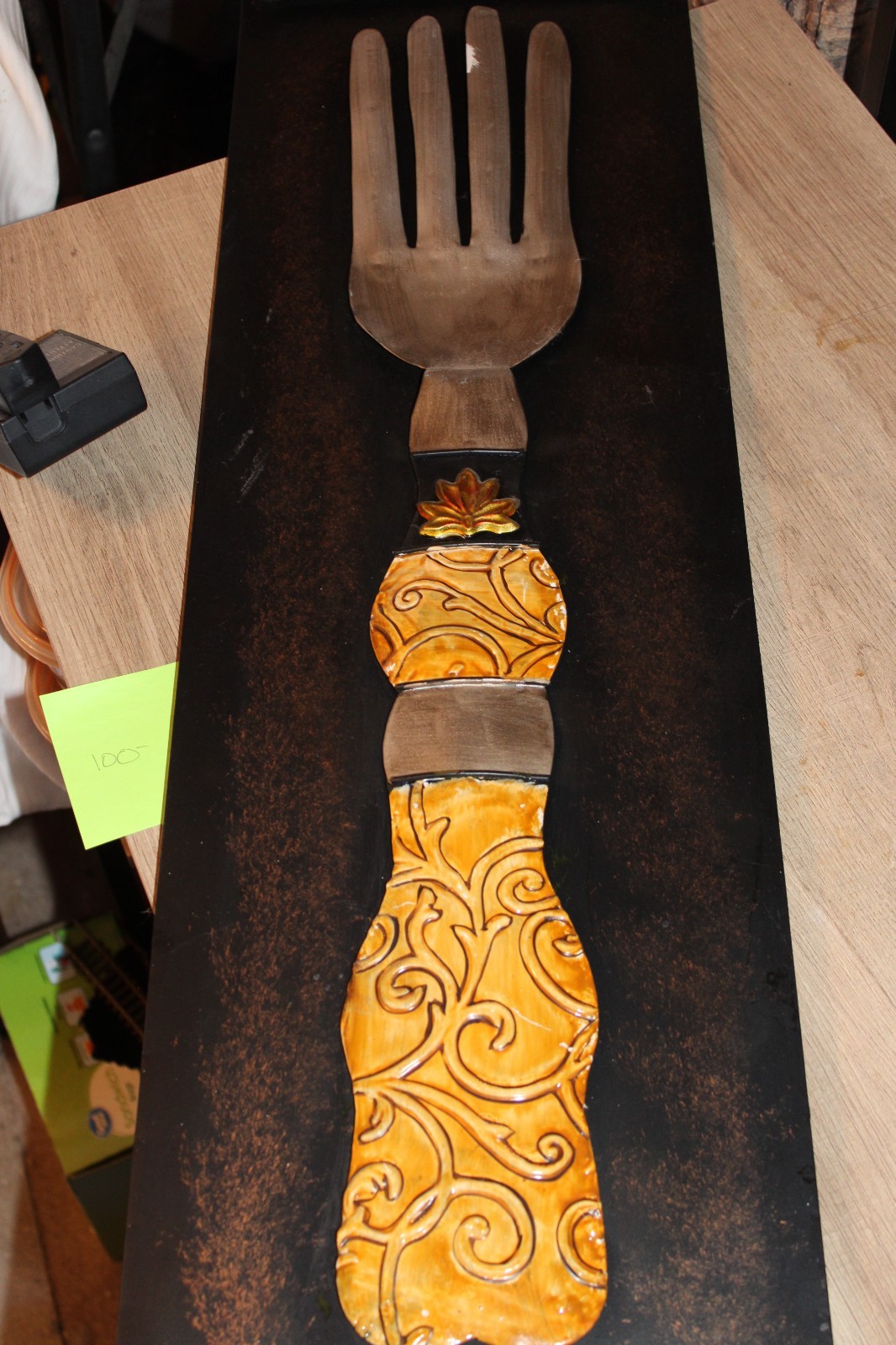 Large Metal Fork Wall Hanging With Raised Details 33.5″ x 10″ Kitchen Decor