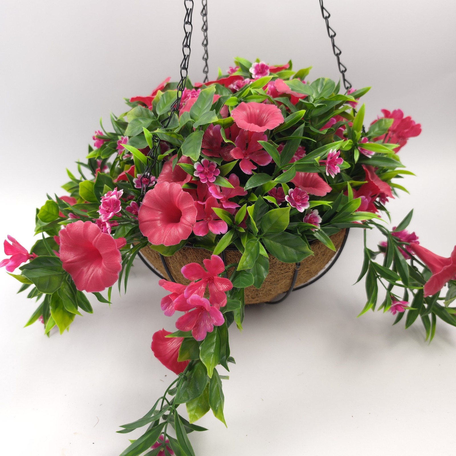 Wicker Park 18″ Cascading Pink Petunia and Wildflower Hanging Basket