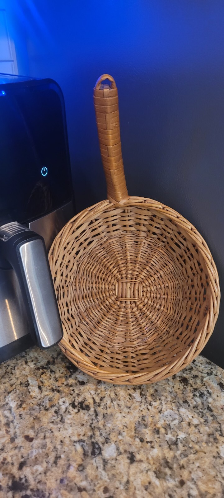 Woven Wicker Frying Pan Shaped Basket 9 IN. Diameter
