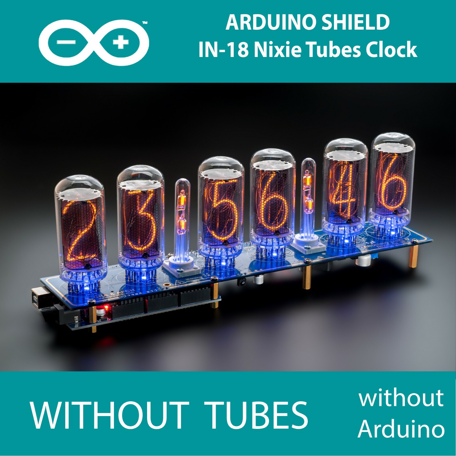 IN-18 Arduino Shield Nixie Tubes Clock with Columns 12/24H SlotMachine NO TUBES