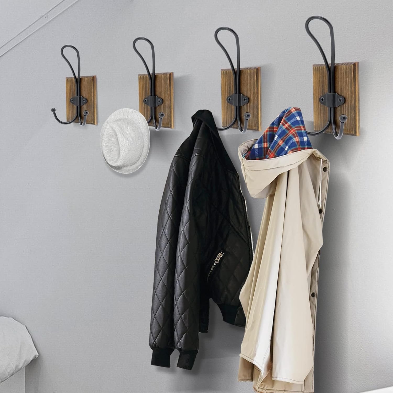 Wall Hooks for Hanging, 2 Pack Farmhouse Towel Hooks for Bathrooms Wall Mounted,