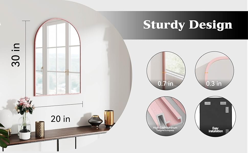 30×20 Arch Mirror Full Length Wall Mounted Hanging or Ast Wall