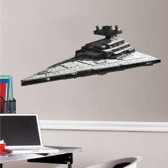 Star Fighter Destroyer Removable Wall Decal Mural for Nursery or Teens a85