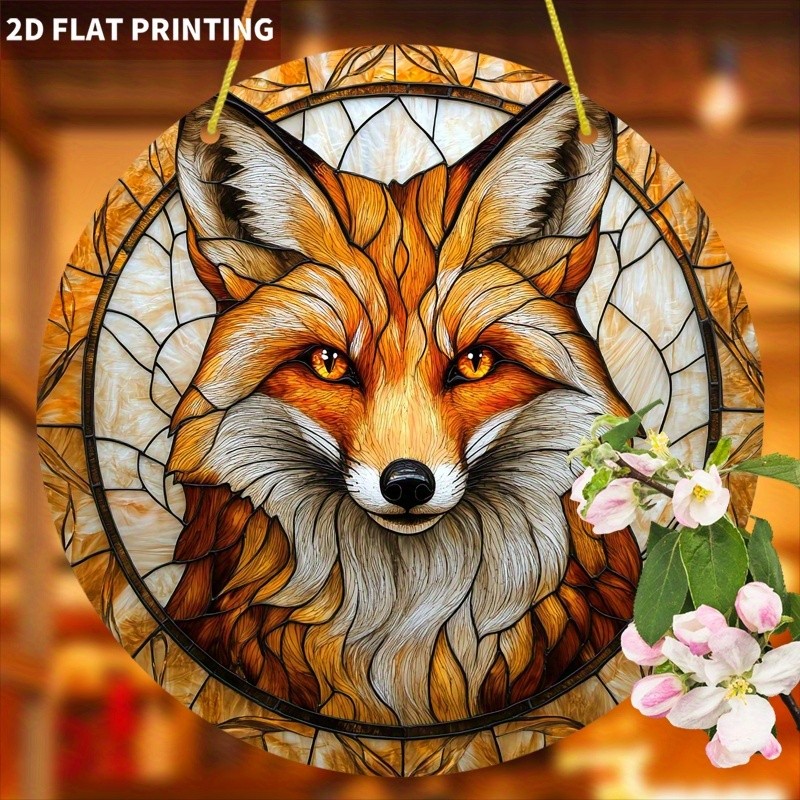 Vibrant Red Fox with Golden Fur Acrylic Suncatcher Living Room Window Decor