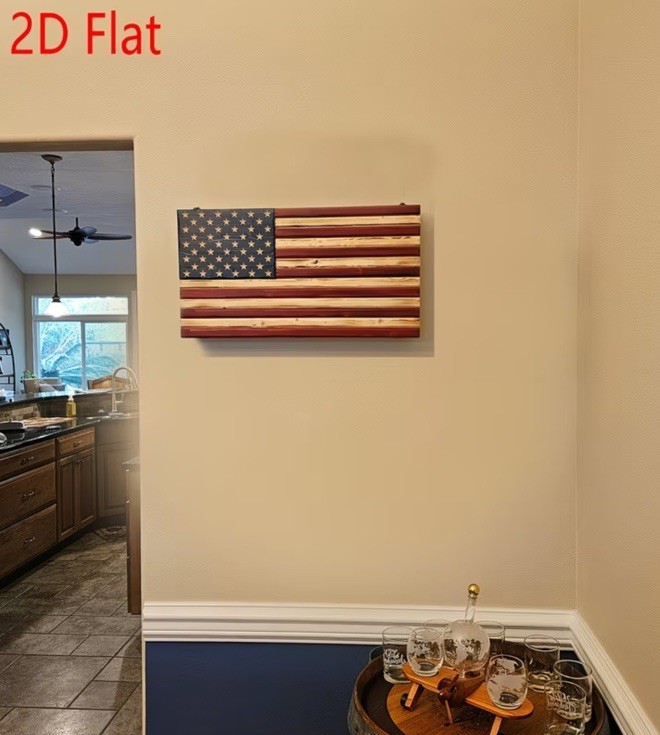 American Flag Wall Hanger Rustic Wood Look 2D Distressed Patriotic Farmhouse