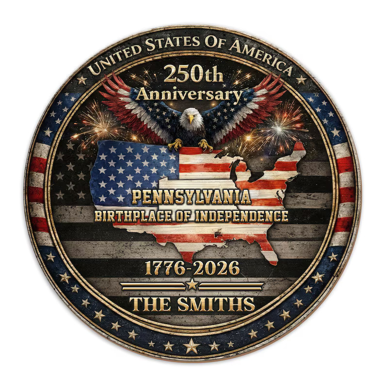 Personalized Patriotic Wall Sign with Rope