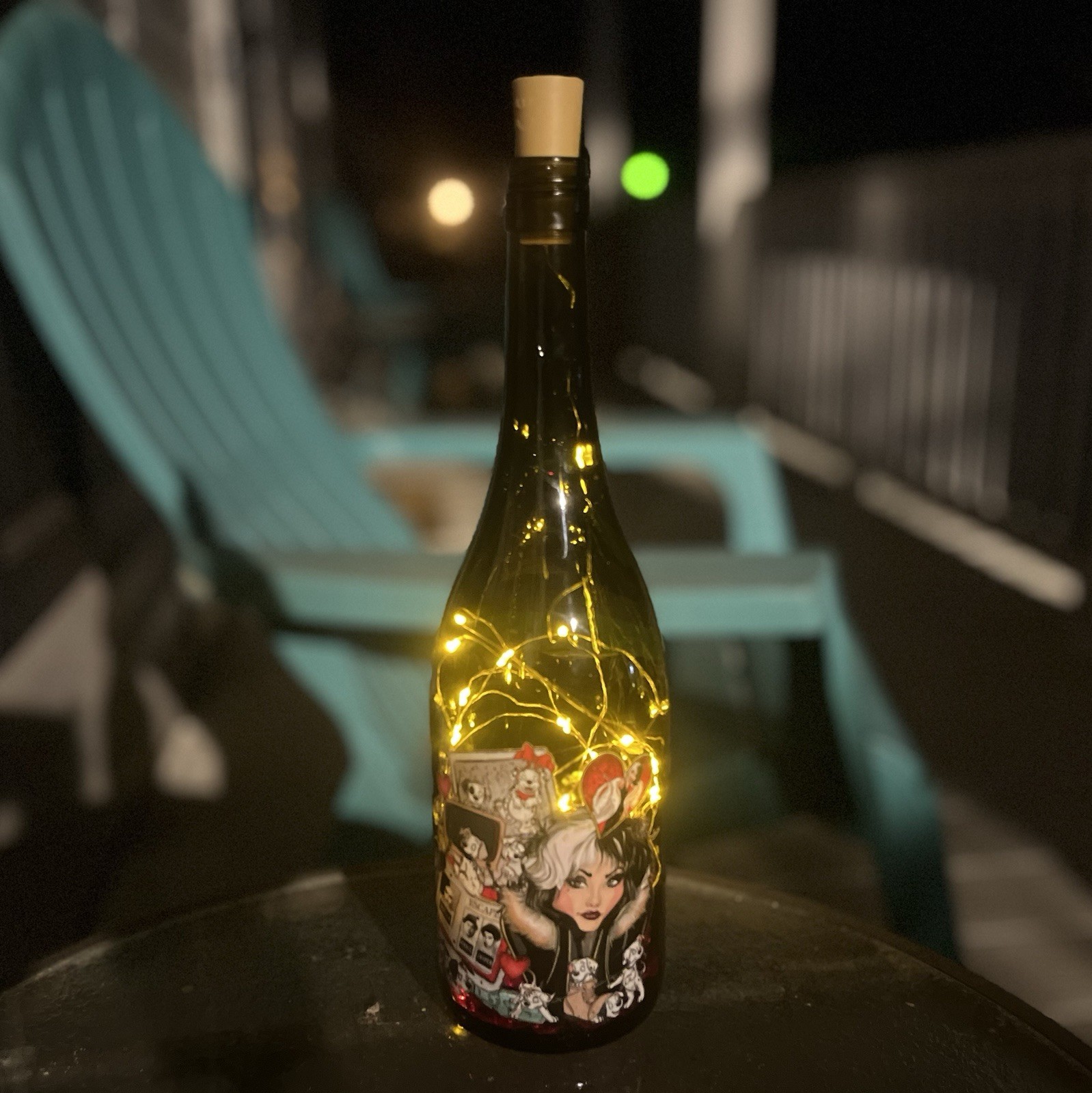 Halloween Disney 101 Dalmatians Cruella De Vil Bottle With Lights Inside