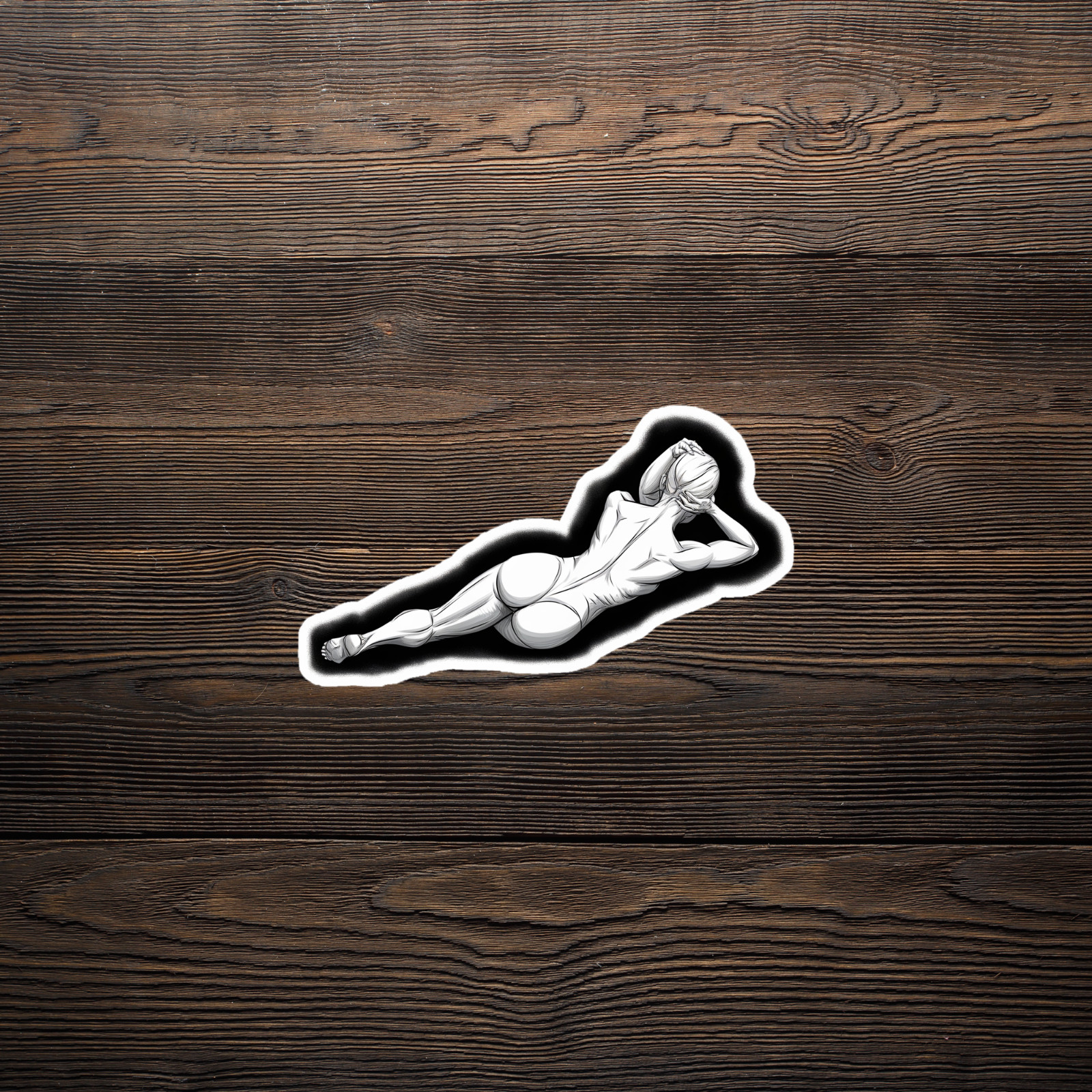 Artistic Nude Woman Lying Down Monochrome Sticker Decal Laptop Car Bumper #2809