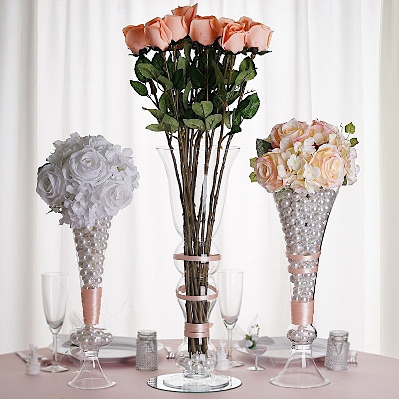 8 pcs 18″ tall Clear GLASS Trumpet VASES Wedding Party CENTERPIECES Supplies