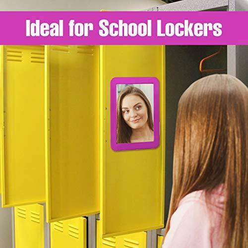 Magnetic Locker Mirror, 5×7 in., Glass, Locker Accessory for School, Office, Gym