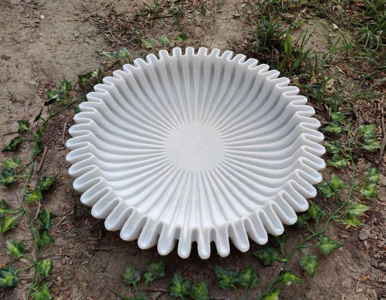 HandCrafted Marble Ruffle Bowl, Antique Scallop Bowl, Fruit Bowl, Best Gift Item