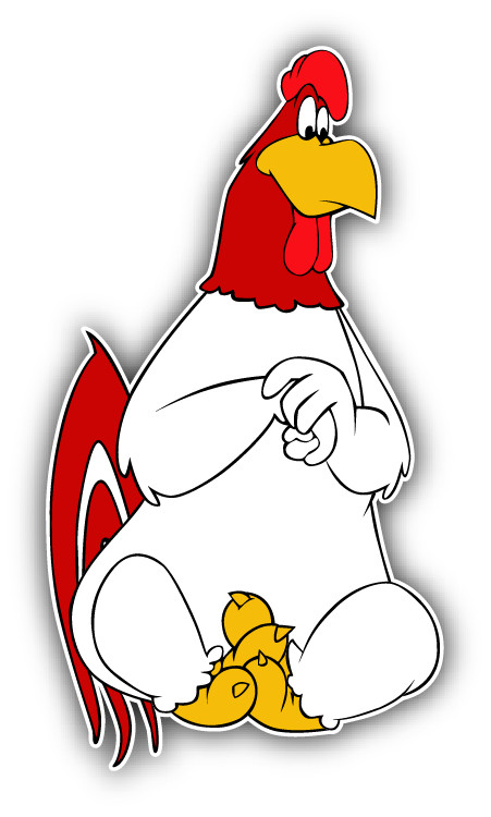 Foghorn Leghorn Rooster Sitting Cartoon Car Bumper Sticker Decal 5”x 3”