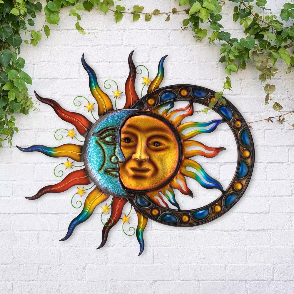 33.5 In. L Metal Sun and Moon Wall Decor