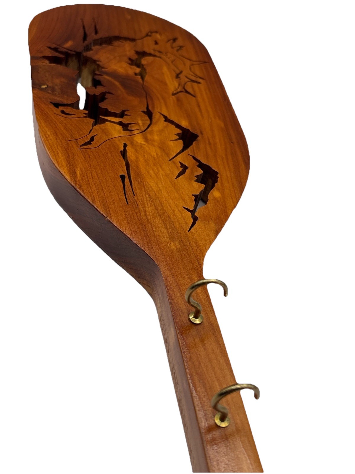 Wood Elk Cut Out Wall Mount Key Holder 5 Hooks Cabin Core Lodge Hat Hook