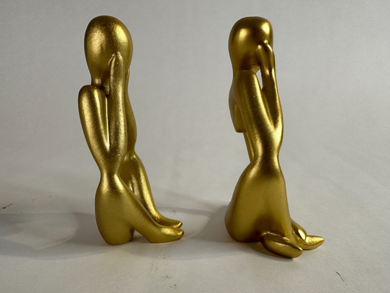Gold Decor Thinker Statue Abstract Art Set Of 2 Resin Cast 5″ Tall