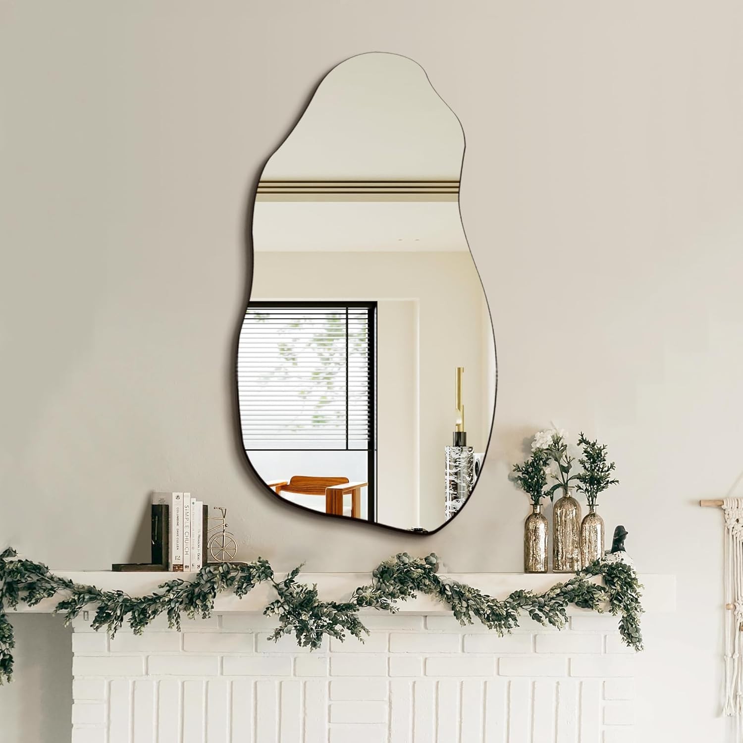 Artistic Irregular Wall Mirror for Living Room & Bathroom – 32” x 18”