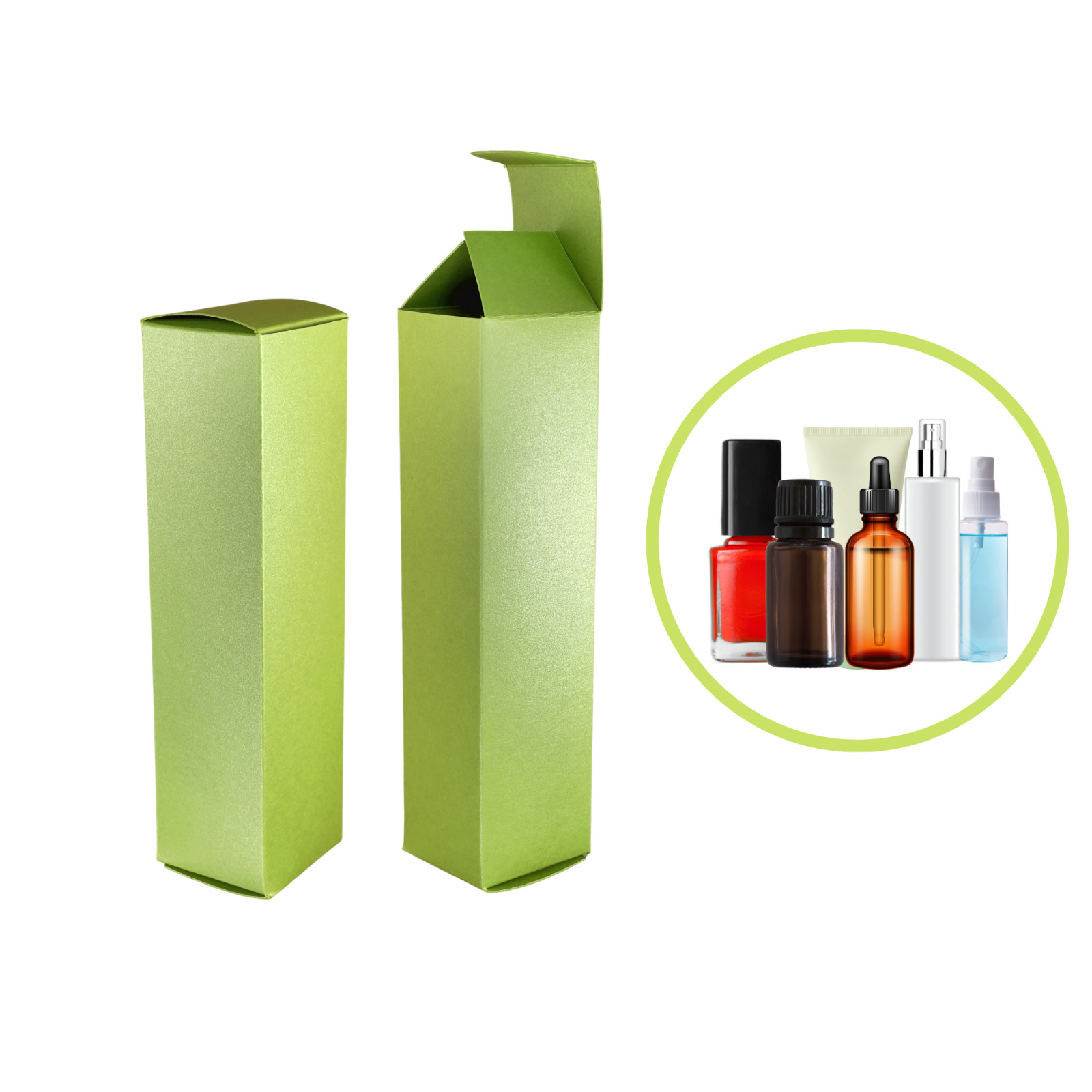 2oz Bottle Box Packaging, Bulk Wholesale Supplies Small Business, Green 25 Units