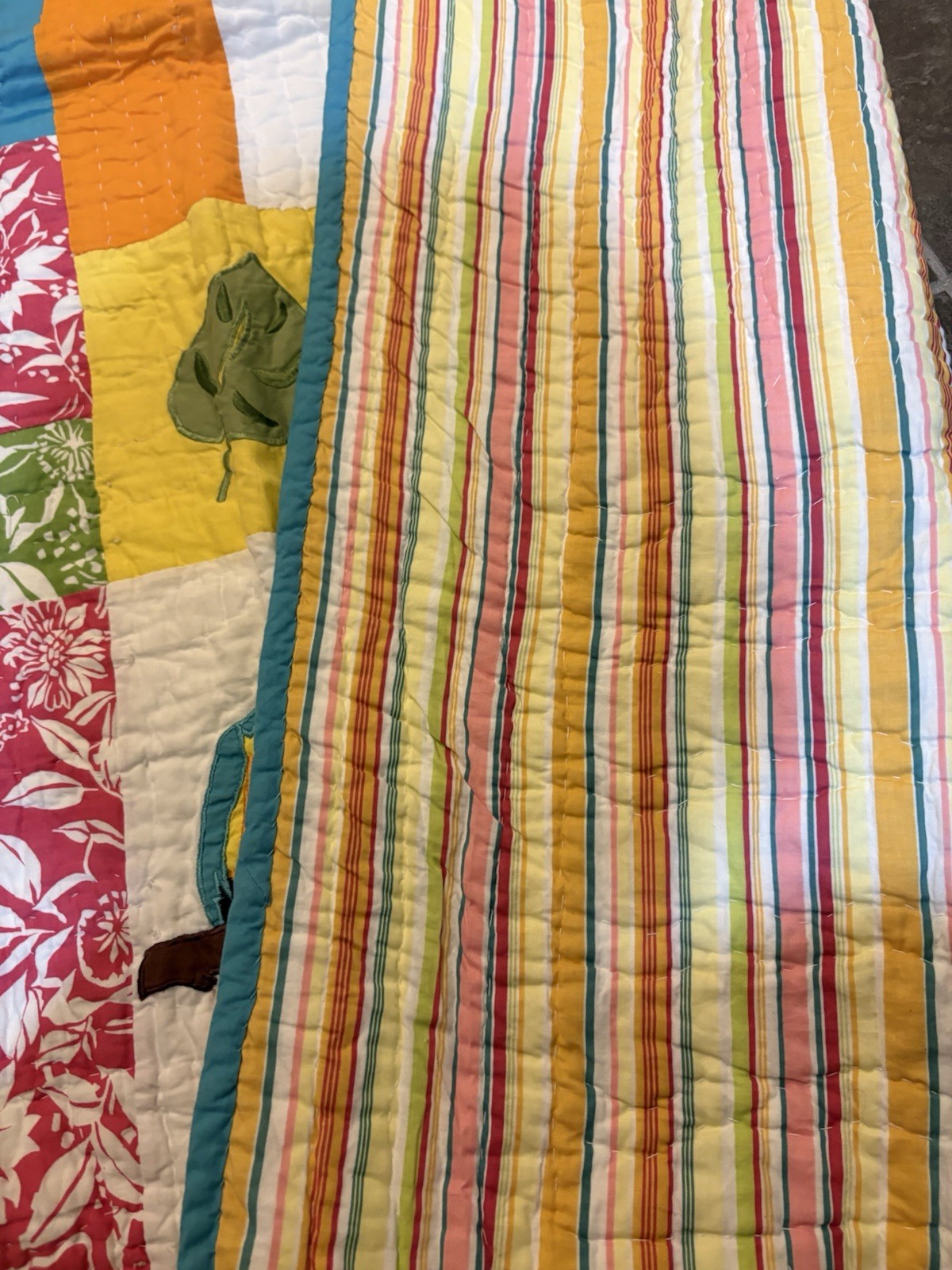 Hand Quilted Throw Blanket Tropical Birds 52”x 62” Parrot Hoopoe Cockatoo Tucan
