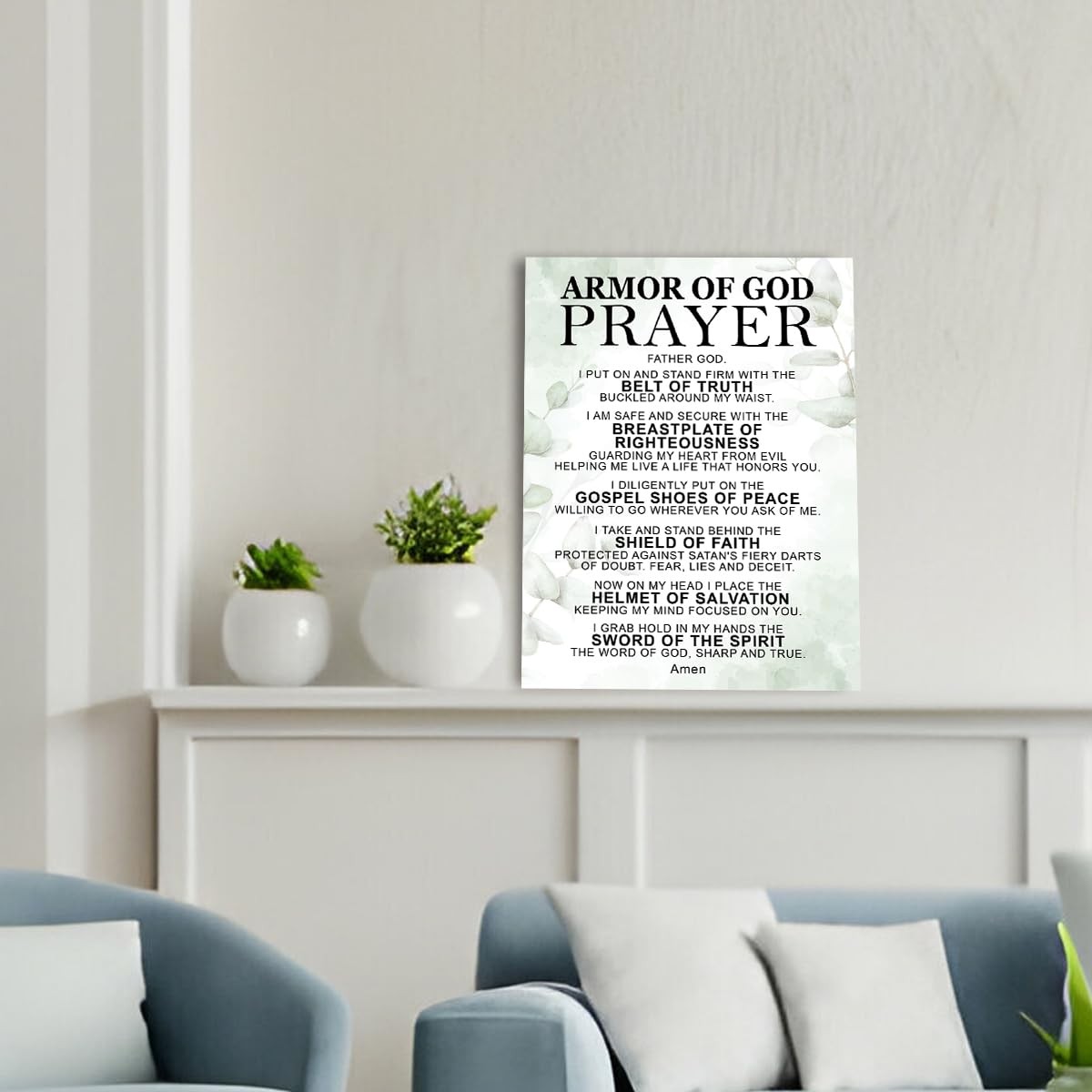 Armor of God Prayer Wall Art,Scripture Religious Canvas Wall Decor for Christ