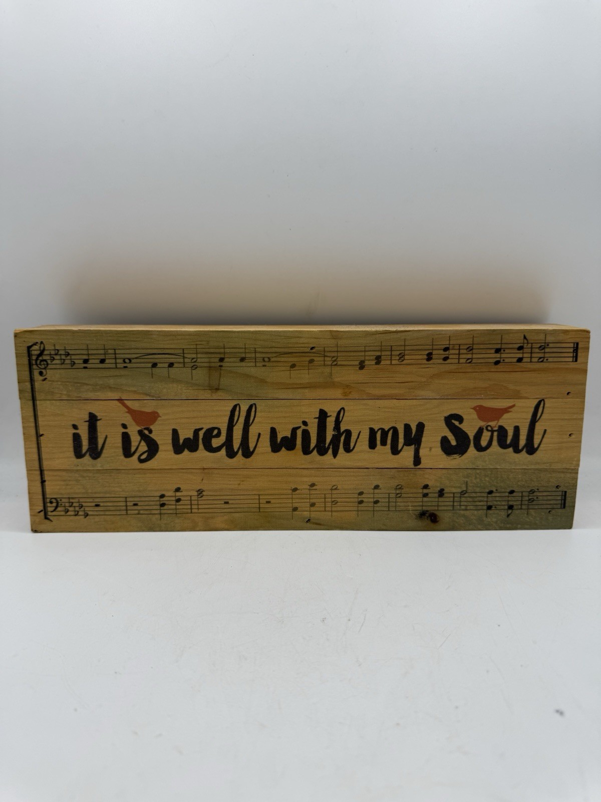 P. Graham Dunn Pine Slats IT IS WELL WITH MY SOUL Musical Notes Wall Sign 26×11