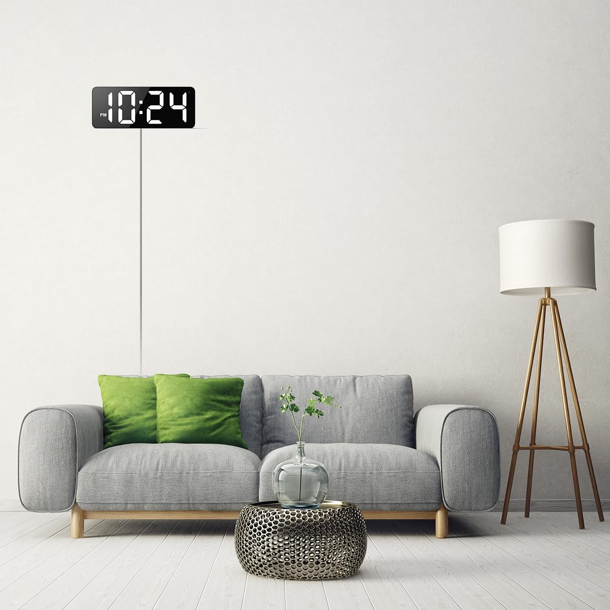 LED Digital Wall Clock with Large Display, Big Digits, Auto-Dimming, 12/24Hr …