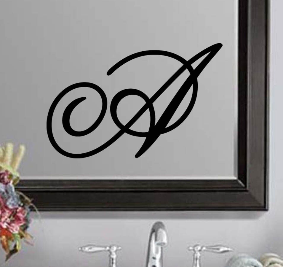 Script Cursive Wedding Letter Initial Vinyl Sticker Decal 3″-5″ (f)