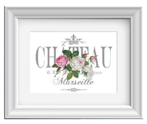 Vintage Image Shabby Roses Paris French Chateau Decor Art Wall Print~Unframed