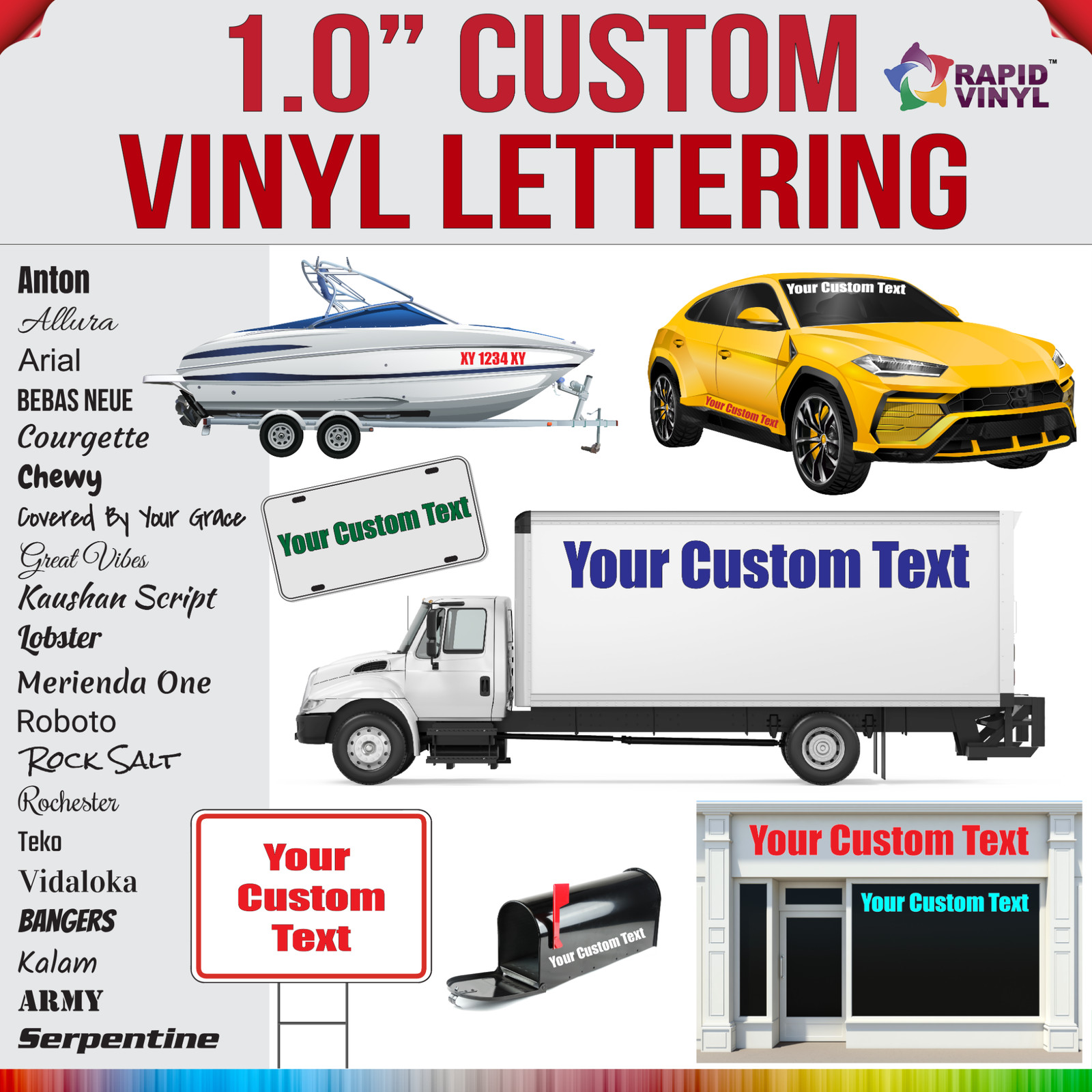 1 Inch Custom Vinyl Lettering Numbers Transfer Decal Sticker Boat Window Glass