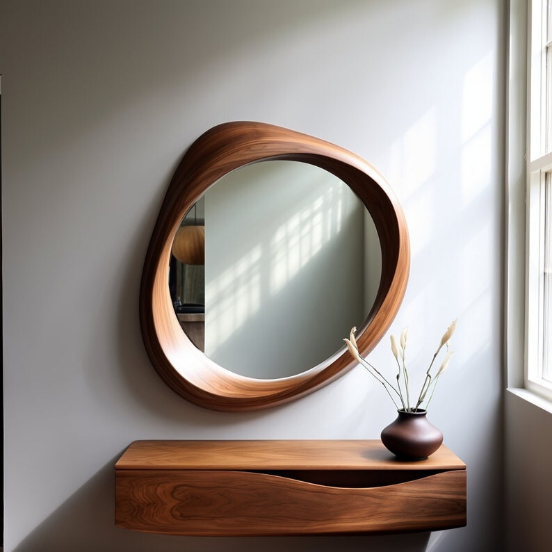 Stylish Design Irregular Mirror | Bathroom Mirror | Vanity Mirror Wavy Handmade