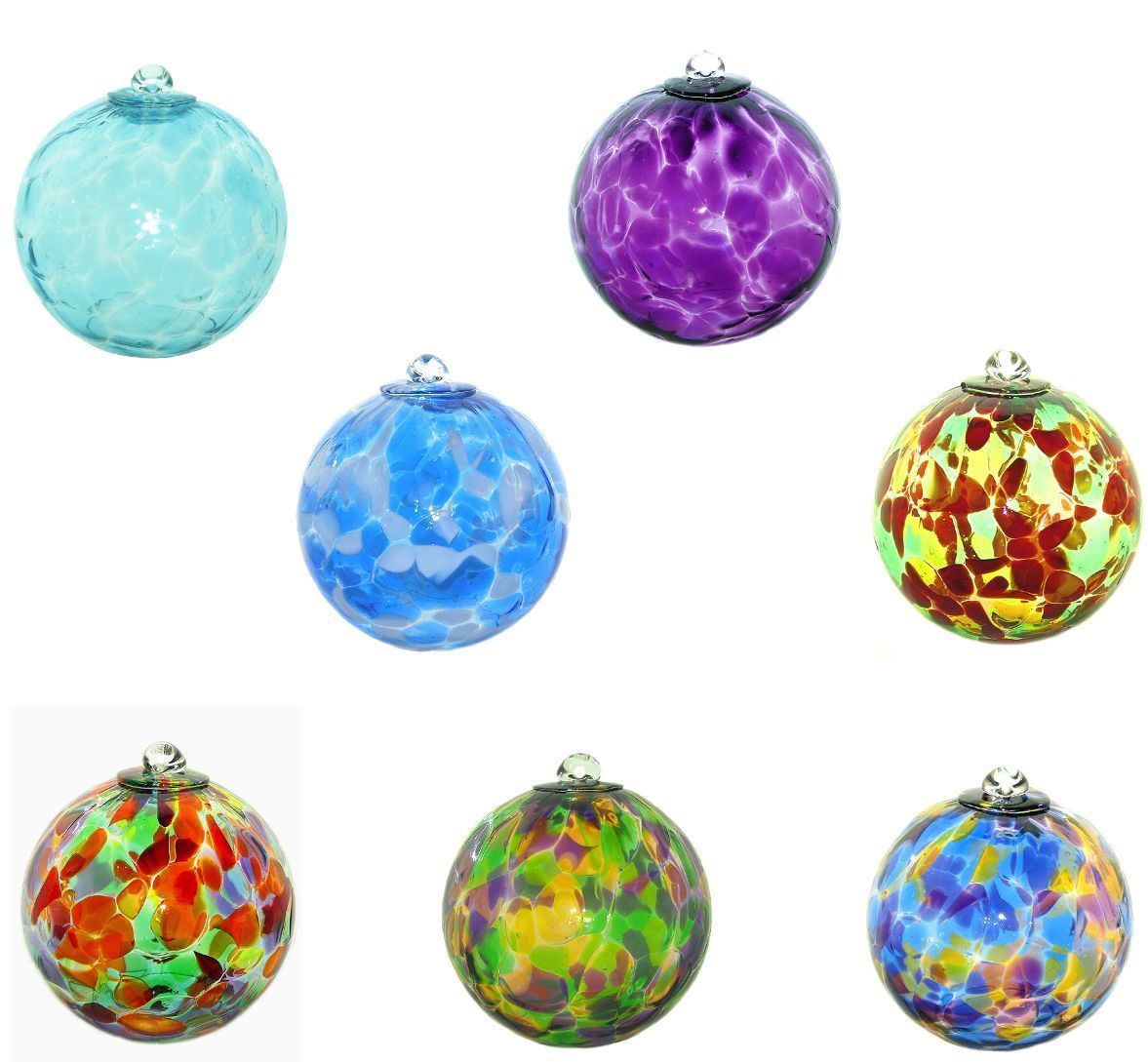 New Mouth-Blown Mottled Art Glass Friendship Ball Heart Ornament 4 or 5 inch