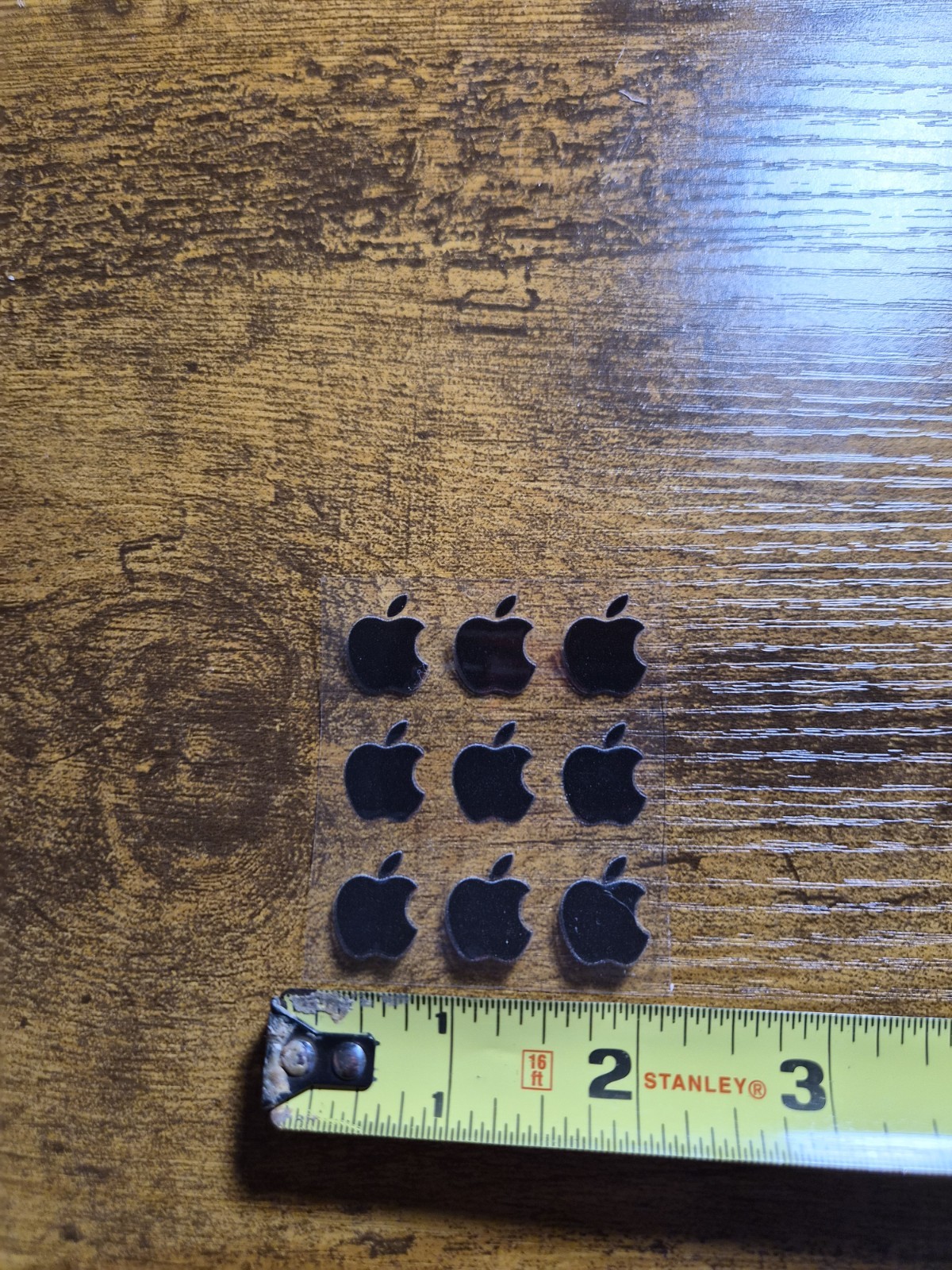 9 pc. Apple Logo Black 5/8 in tall UV DTF Decal Sticker waterproof USA