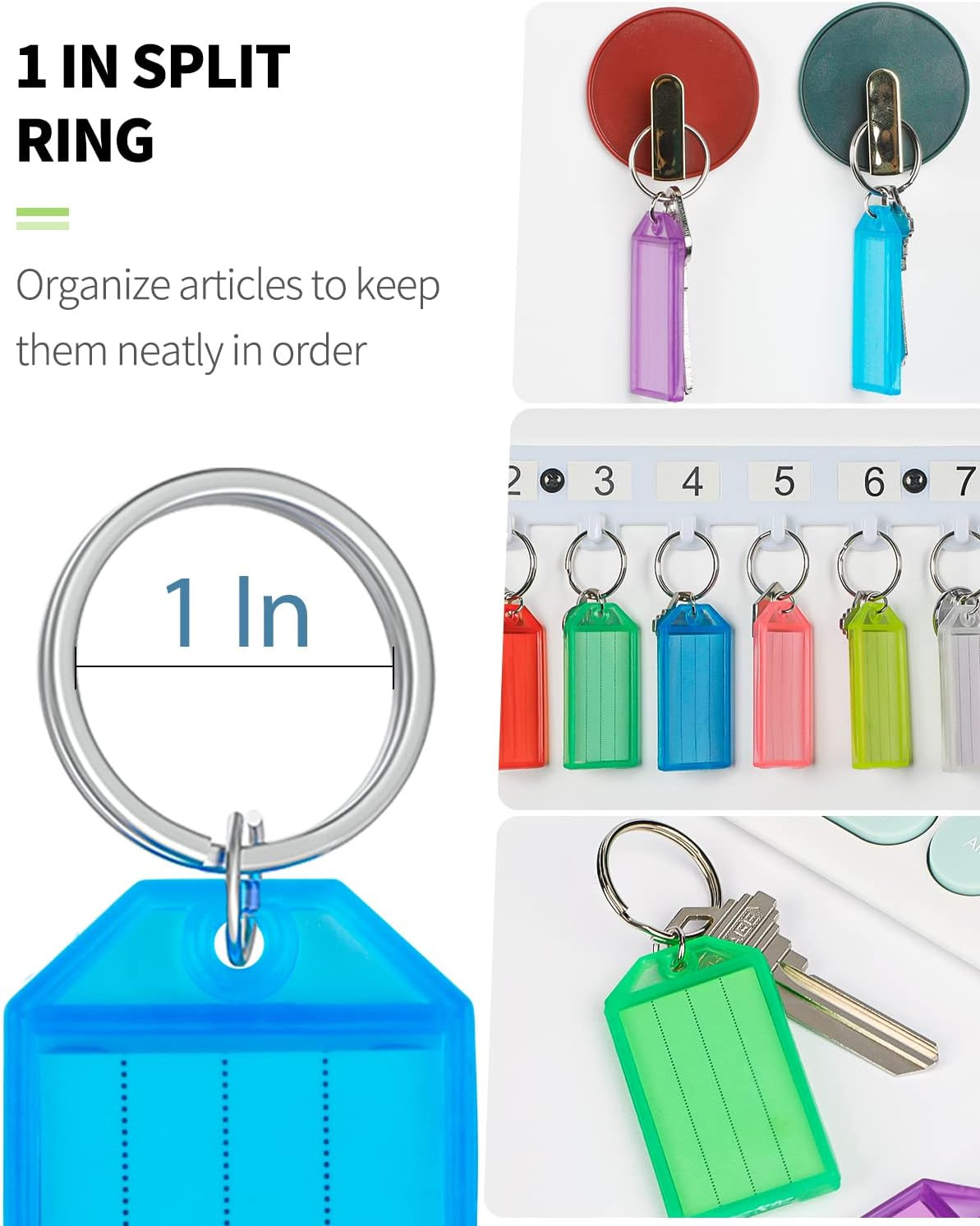 Key Tag Rack Hook Style Plastic Wall Mounted Key Holder Organizer with Transpare