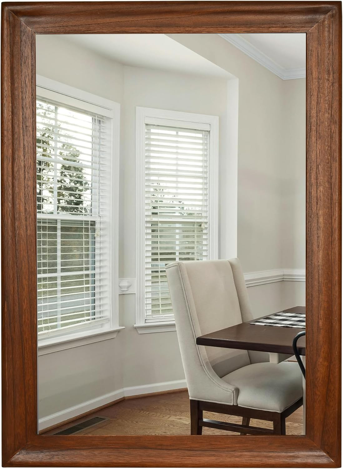 Rustic 30×40 Inch Walnut Brown Bathroom Mirror – Farmhouse Wall Decor