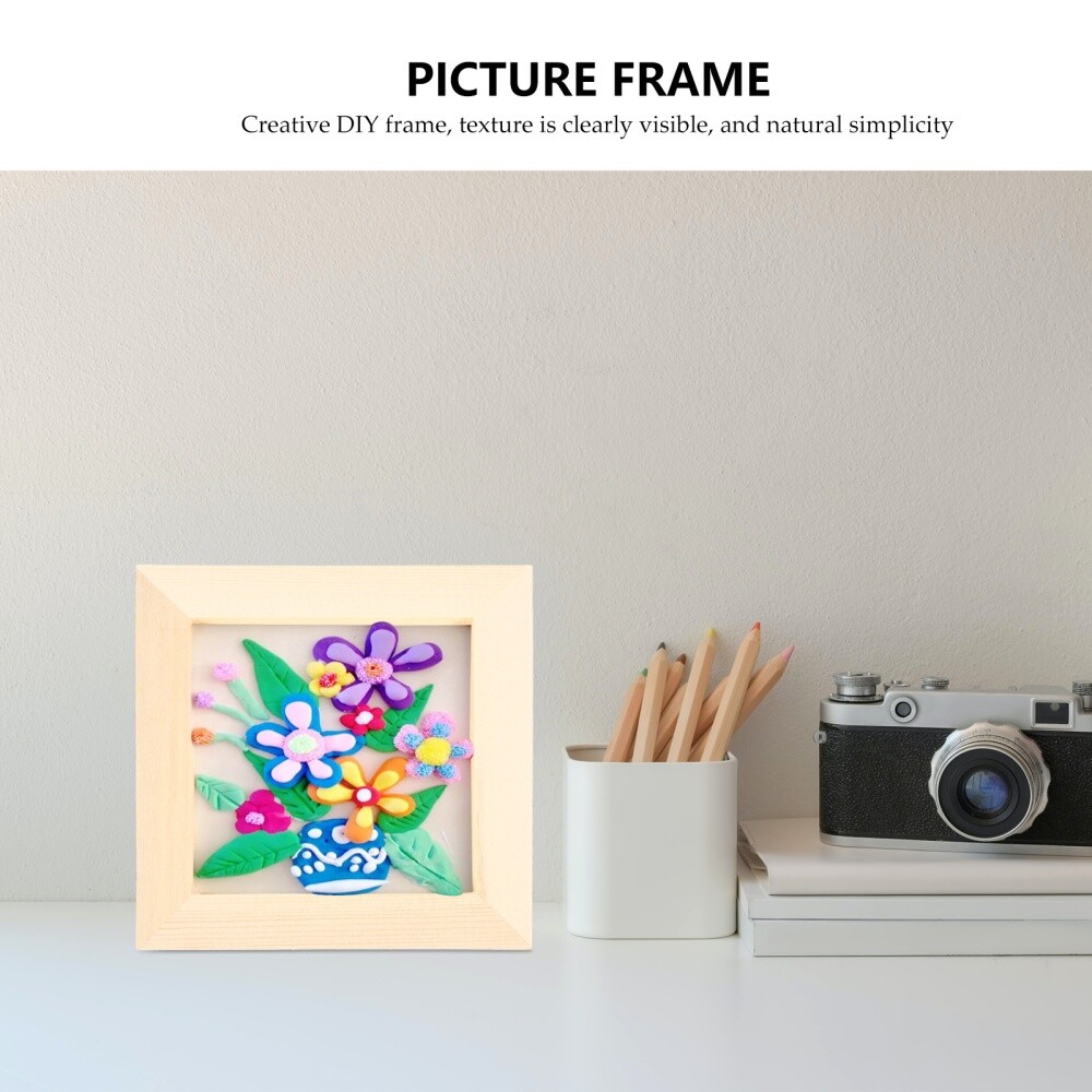6Pcs Clay Picture Frame Canvas Painting Frames Unfinished Wood Photo Frames