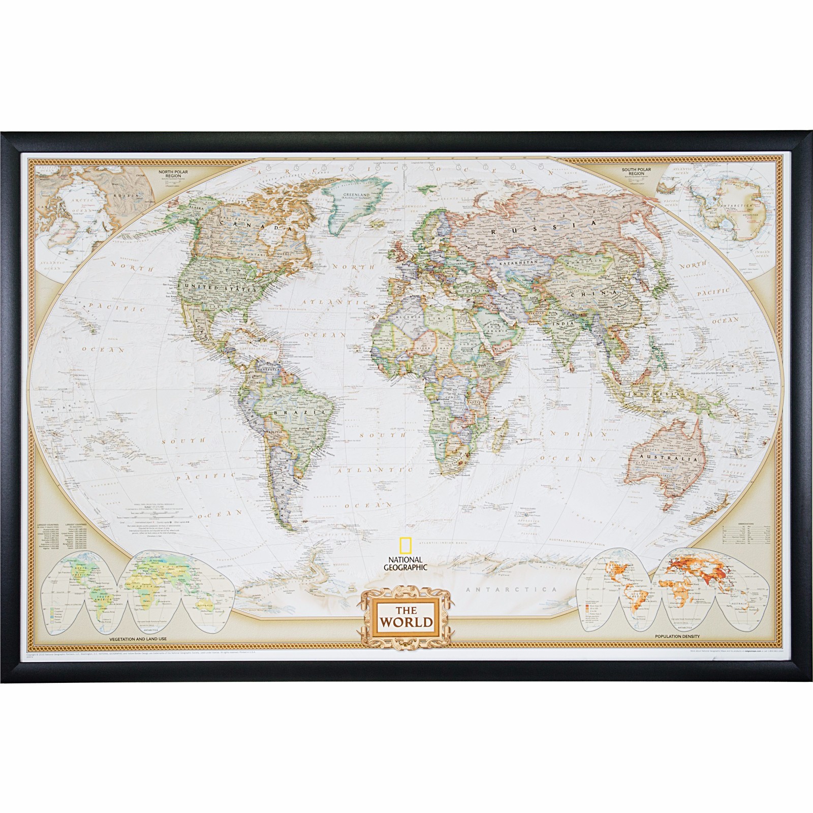 Craig Frames, Executive World Push Pin Travel Map with Pins – 24 x 36