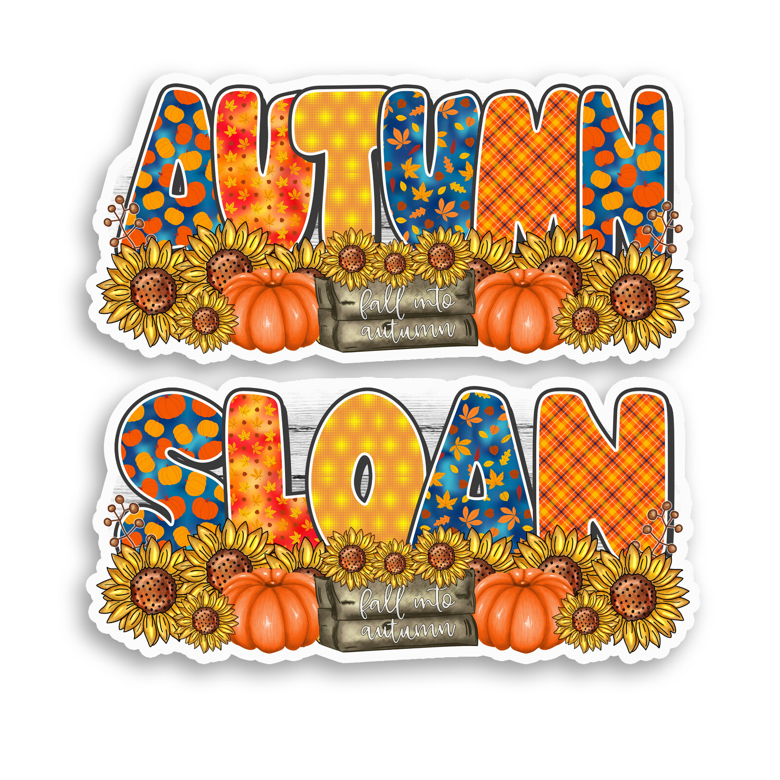Custom Name Sticker Vinyl Decal Fall Harvest Seasonal Autumn Personalized Gift